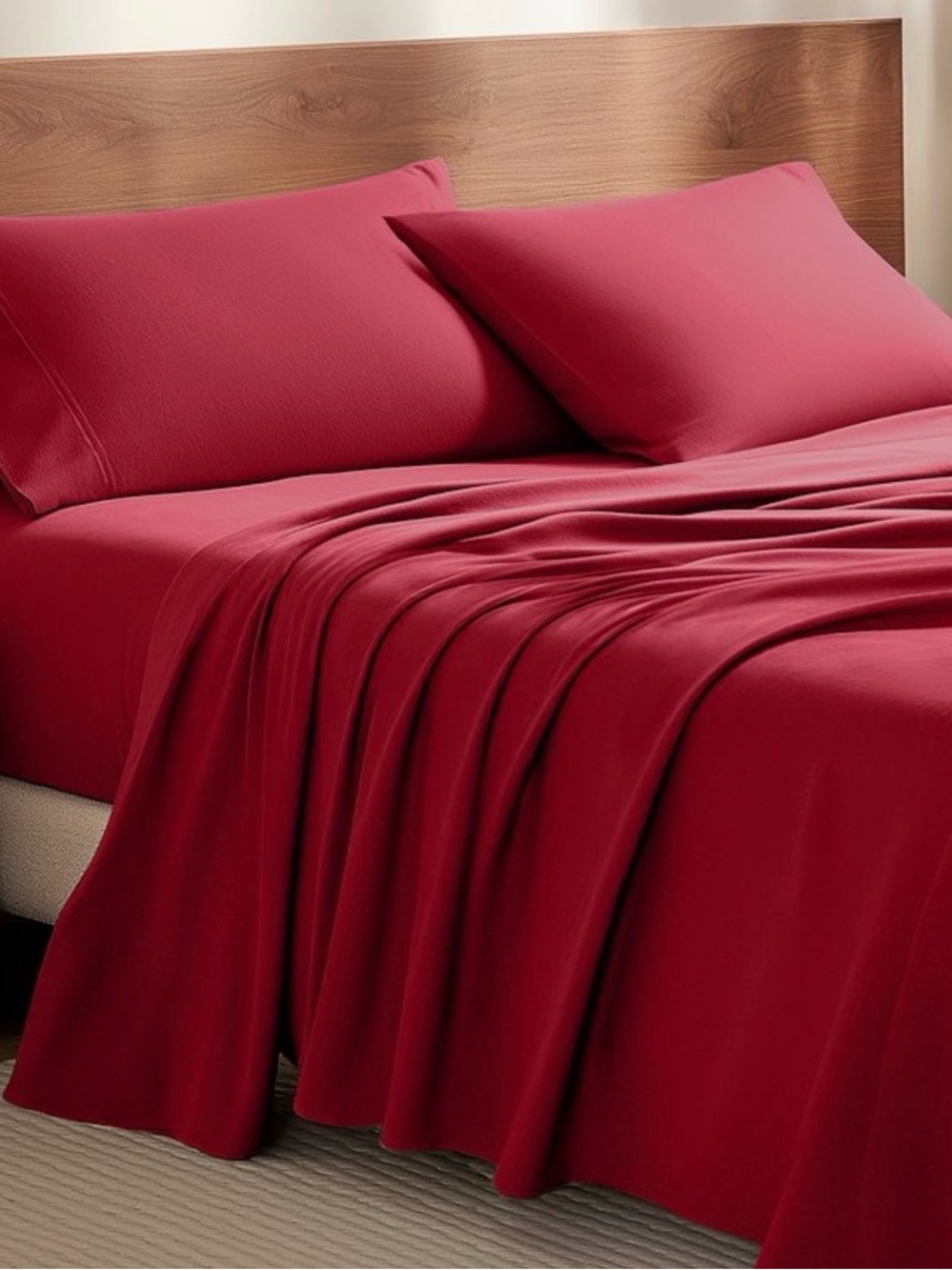 Bare Red Flannel Sheet Set - Split King